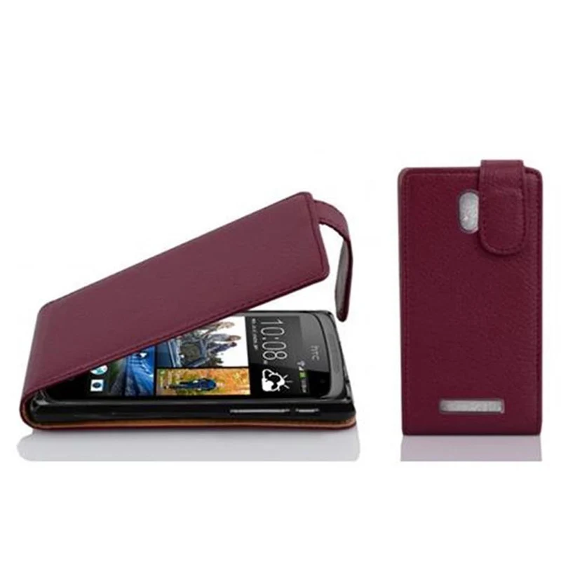 Cadorabo Hülle kompatibel mit HTC Desire 500 Schutzhülle im Flip Design aus strukturiertem Kunstleder
