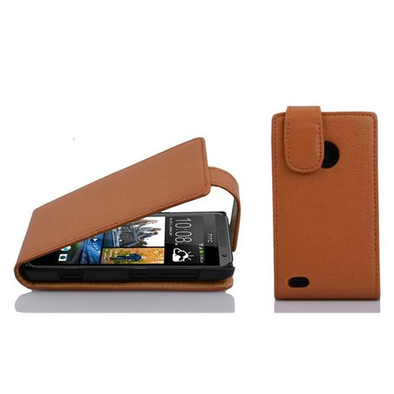 Cadorabo Hülle kompatibel mit HTC Desire 300 Schutzhülle im Flip Design aus strukturiertem Kunstleder