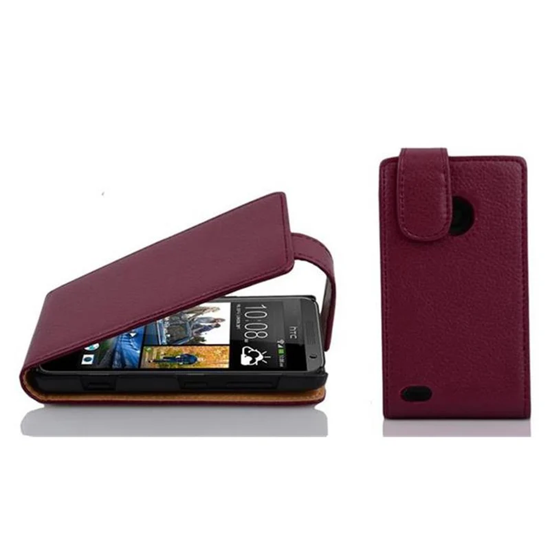 Cadorabo Hülle kompatibel mit HTC Desire 300 Schutzhülle im Flip Design aus strukturiertem Kunstleder