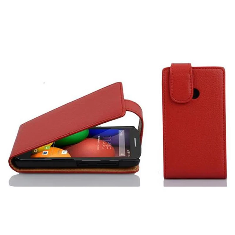 Cadorabo Hülle kompatibel mit Motorola MOTO E Schutzhülle im Flip Design aus strukturiertem Kunstleder