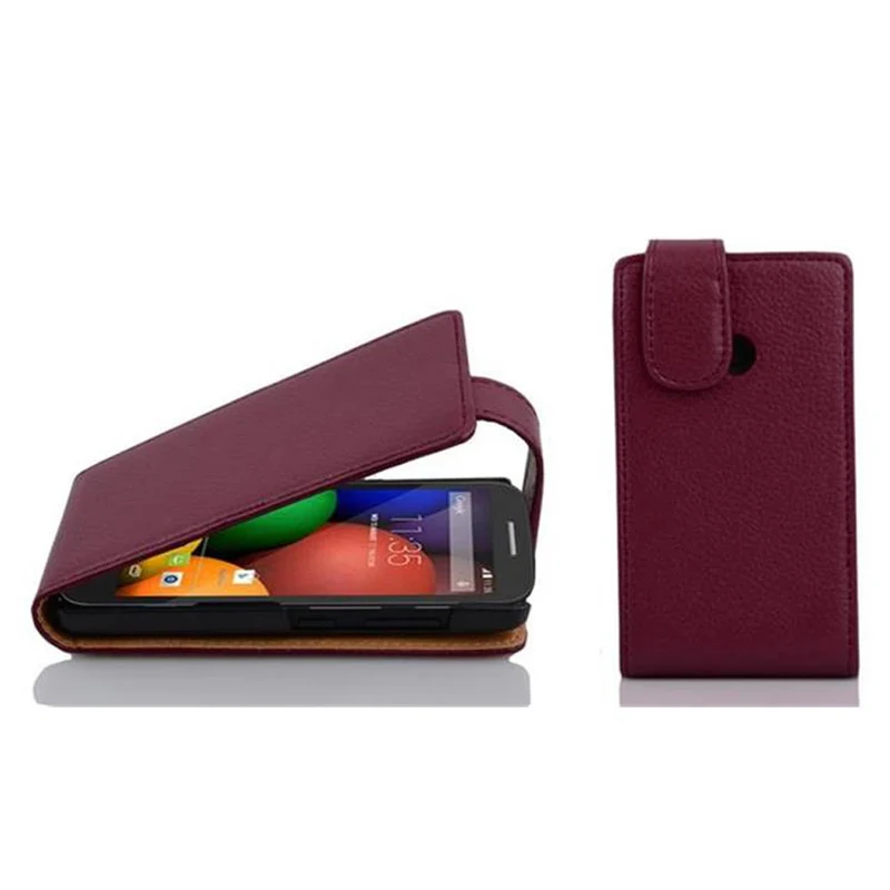 Cadorabo Hülle kompatibel mit Motorola MOTO E Schutzhülle im Flip Design aus strukturiertem Kunstleder