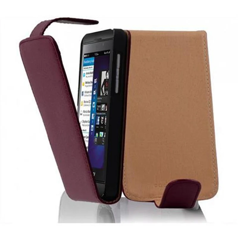 Cadorabo Hülle kompatibel mit Blackberry Z10 Schutzhülle im Flip Design aus strukturiertem Kunstleder