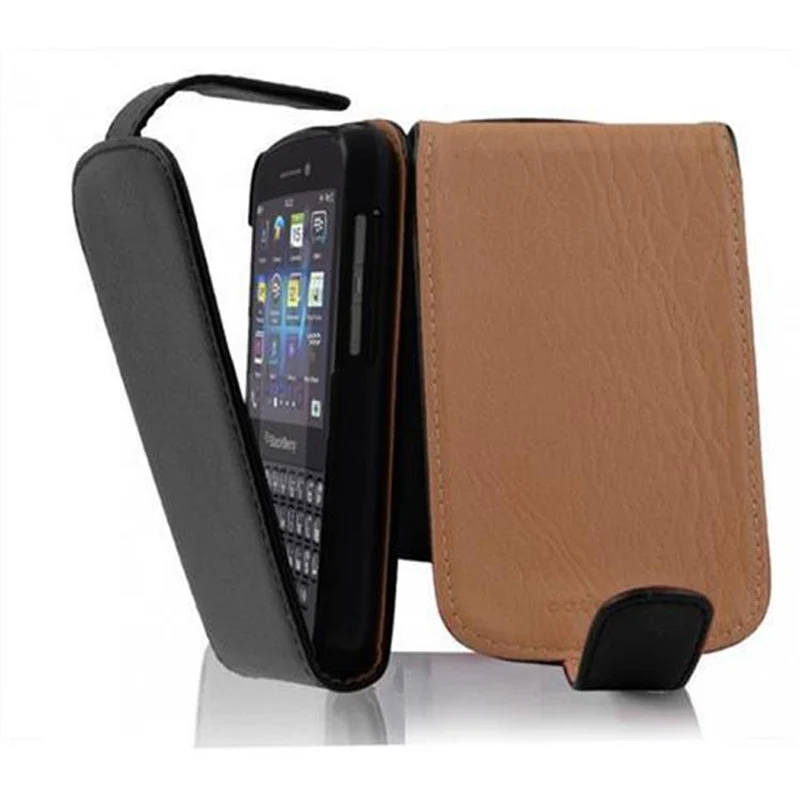 Cadorabo Hülle kompatibel mit Blackberry Q10 Schutzhülle im Flip Design aus strukturiertem Kunstleder