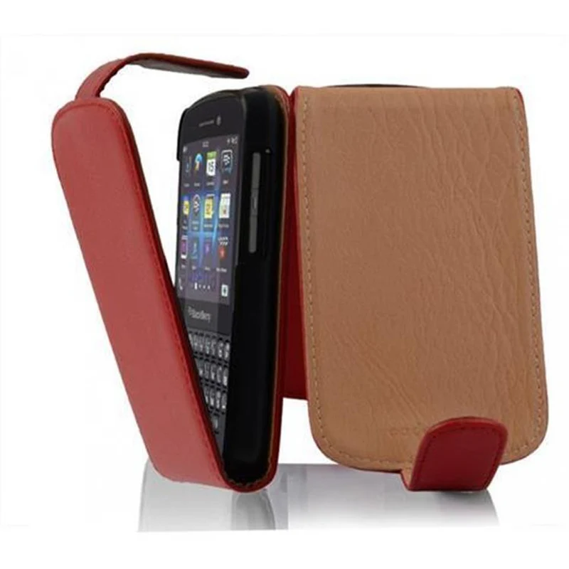 Cadorabo Hülle kompatibel mit Blackberry Q10 Schutzhülle im Flip Design aus strukturiertem Kunstleder