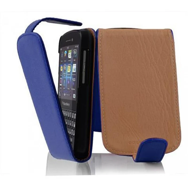 Cadorabo Hülle kompatibel mit Blackberry Q10 Schutzhülle im Flip Design aus strukturiertem Kunstleder