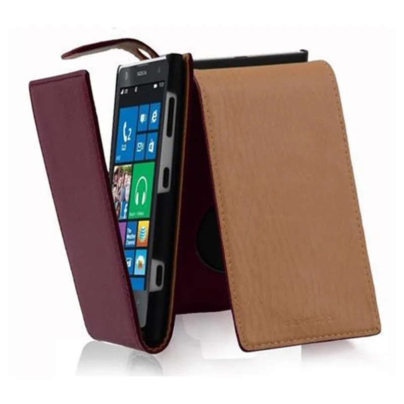Cadorabo Hülle kompatibel mit Nokia Lumia 1020 Schutzhülle im Flip Design aus strukturiertem Kunstleder
