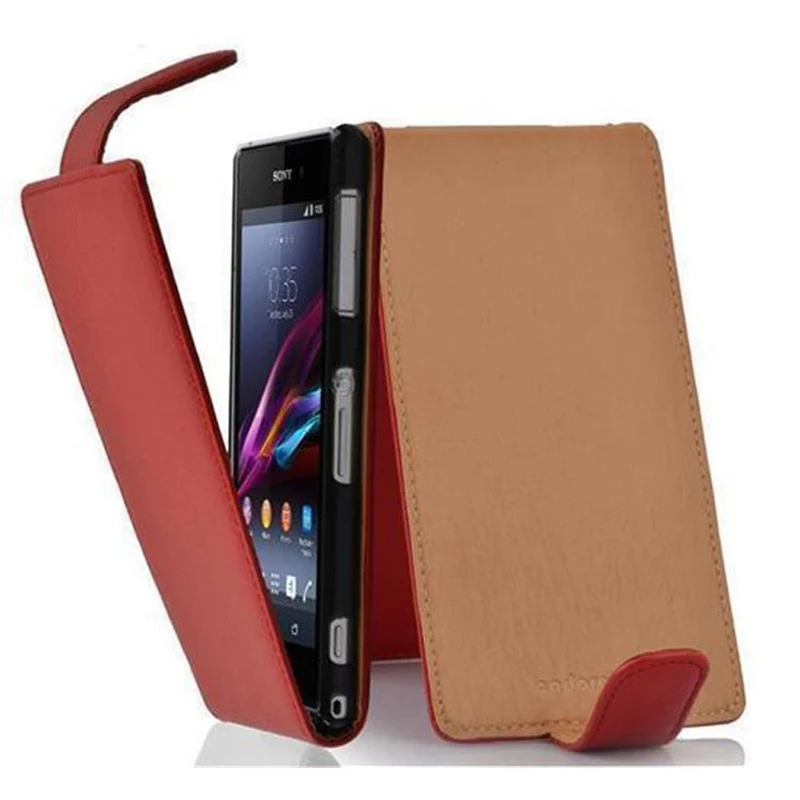 Cadorabo Hülle kompatibel mit Sony Xperia Z1 COMPACT Schutzhülle im Flip Design aus strukturiertem Kunstleder