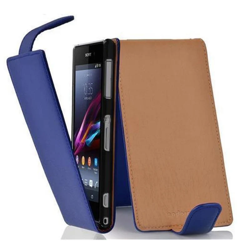 Cadorabo Hülle kompatibel mit Sony Xperia Z1 COMPACT Schutzhülle im Flip Design aus strukturiertem Kunstleder