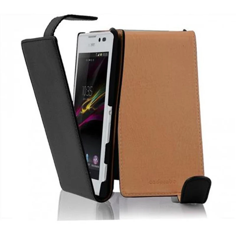 Cadorabo Hülle kompatibel mit Sony Xperia C Schutzhülle im Flip Design aus strukturiertem Kunstleder