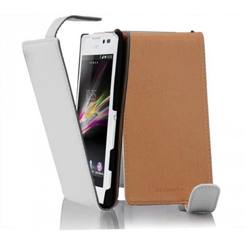 Cadorabo Hülle kompatibel mit Sony Xperia C Schutzhülle im Flip Design aus strukturiertem Kunstleder