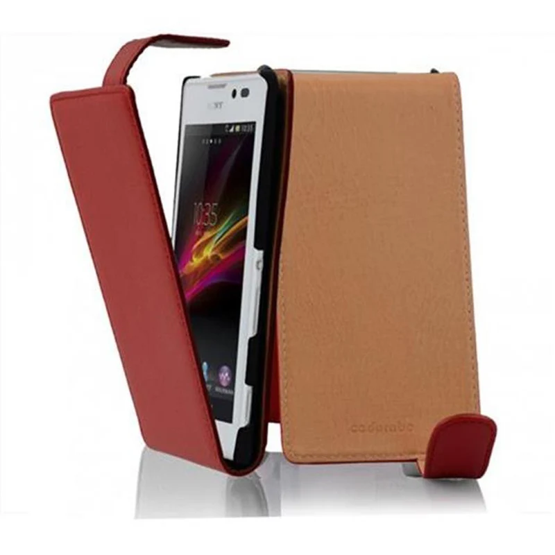 Cadorabo Hülle kompatibel mit Sony Xperia C Schutzhülle im Flip Design aus strukturiertem Kunstleder