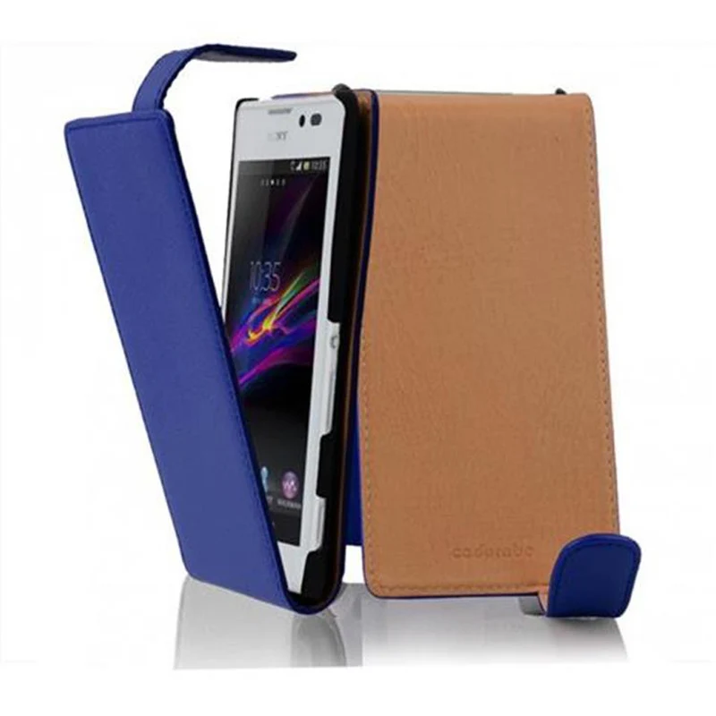 Cadorabo Hülle kompatibel mit Sony Xperia C Schutzhülle im Flip Design aus strukturiertem Kunstleder