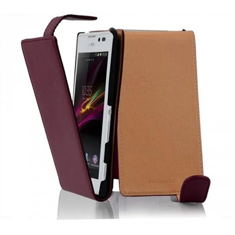 Cadorabo Hülle kompatibel mit Sony Xperia C Schutzhülle im Flip Design aus strukturiertem Kunstleder