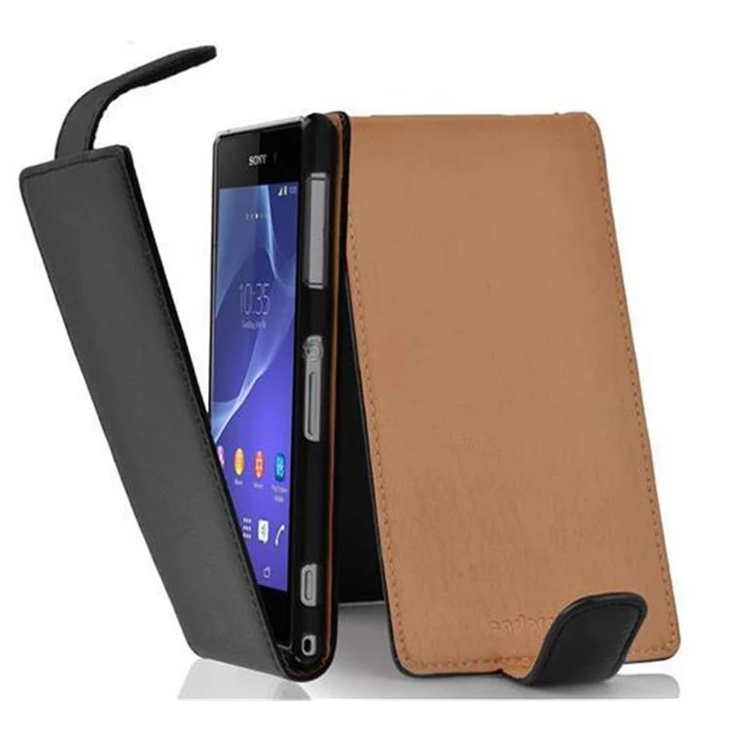 Cadorabo Hülle kompatibel mit Sony Xperia Z2 Schutzhülle im Flip Design aus strukturiertem Kunstleder