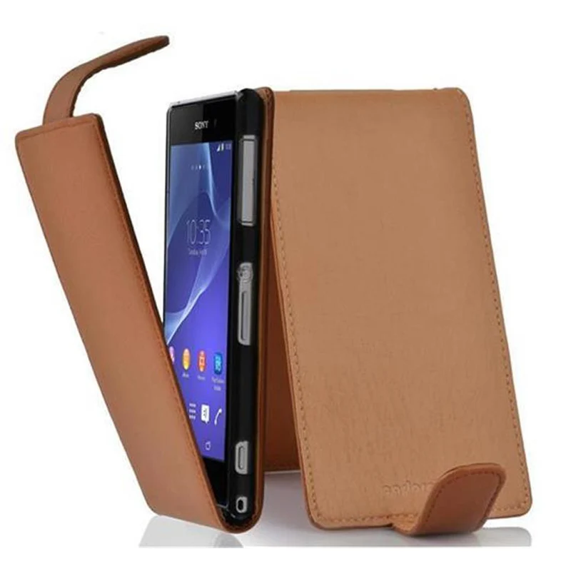Cadorabo Hülle kompatibel mit Sony Xperia Z2 Schutzhülle im Flip Design aus strukturiertem Kunstleder