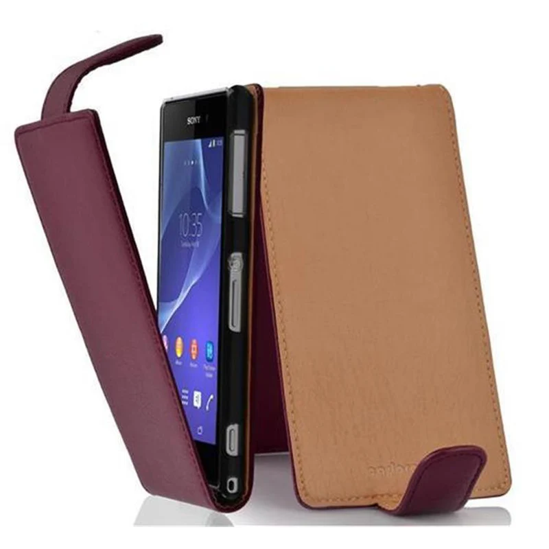 Cadorabo Hülle kompatibel mit Sony Xperia Z2 Schutzhülle im Flip Design aus strukturiertem Kunstleder