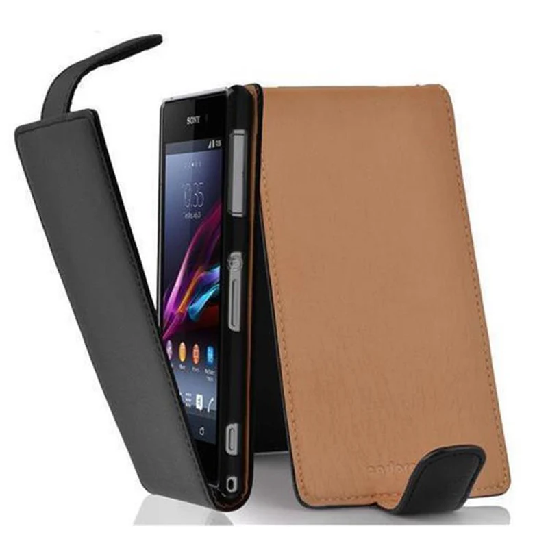 Cadorabo Hülle kompatibel mit Sony Xperia Z1 Schutzhülle im Flip Design aus strukturiertem Kunstleder