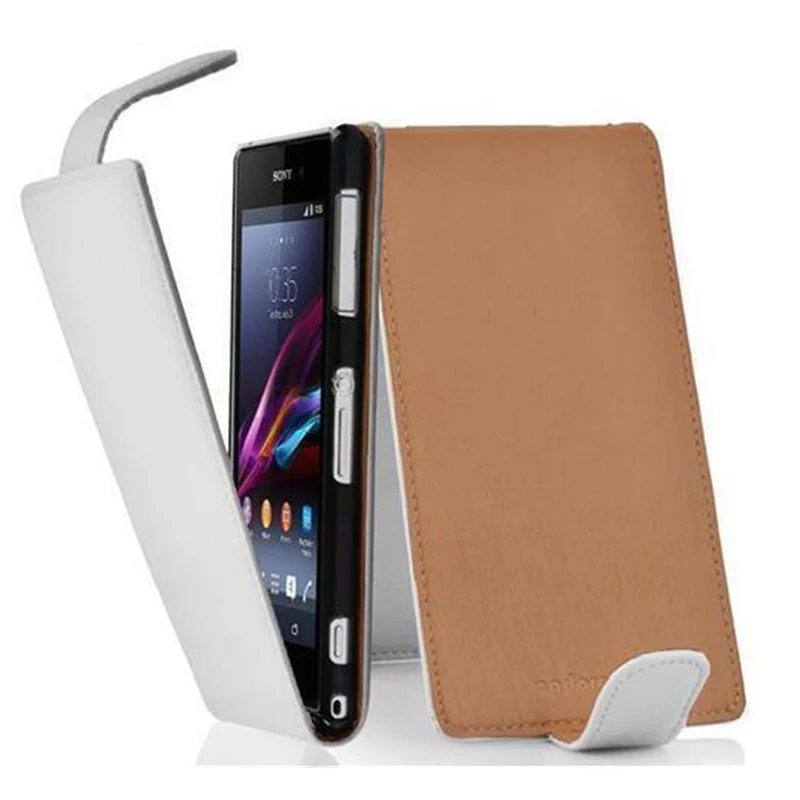 Cadorabo Hülle kompatibel mit Sony Xperia Z1 Schutzhülle im Flip Design aus strukturiertem Kunstleder