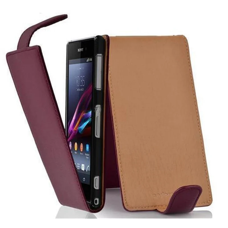 Cadorabo Hülle kompatibel mit Sony Xperia Z1 Schutzhülle im Flip Design aus strukturiertem Kunstleder