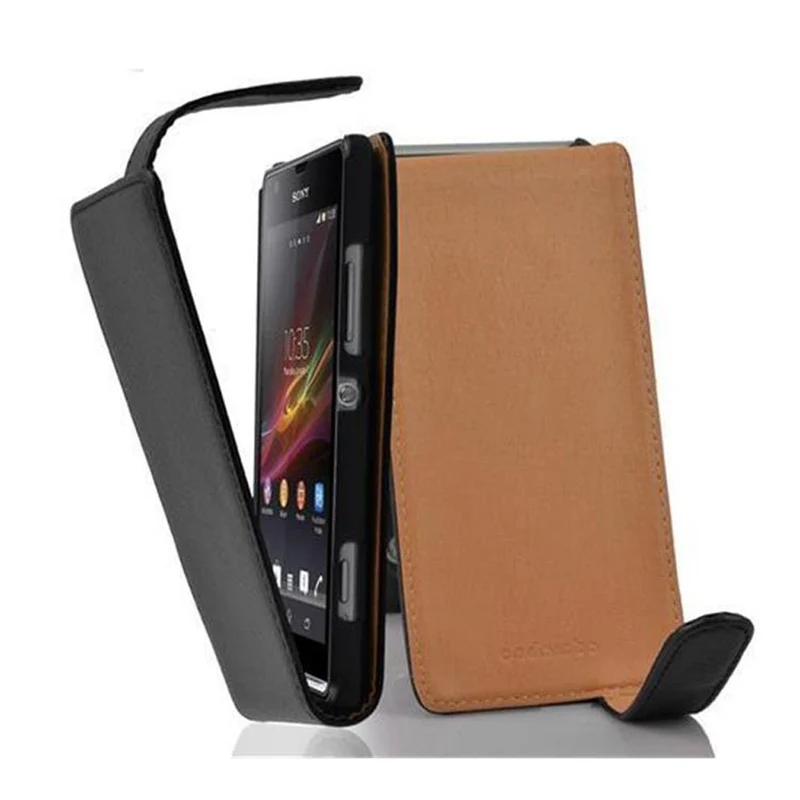 Cadorabo Hülle kompatibel mit Sony Xperia SP Schutzhülle im Flip Design aus strukturiertem Kunstleder
