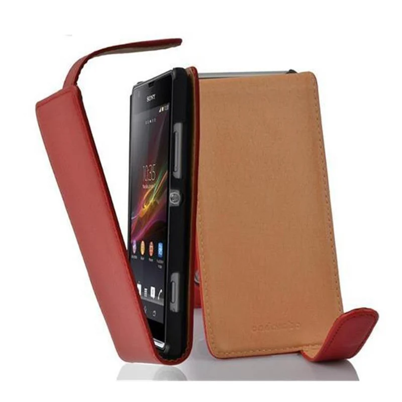 Cadorabo Hülle kompatibel mit Sony Xperia SP Schutzhülle im Flip Design aus strukturiertem Kunstleder