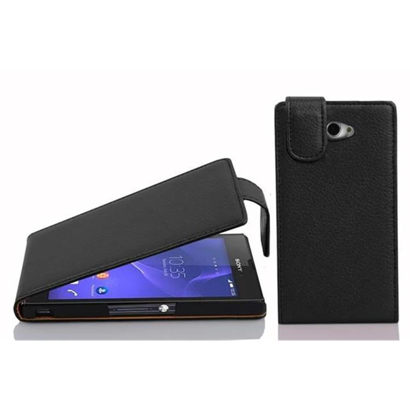 Cadorabo Hülle kompatibel mit Sony Xperia M2 / M2 AQUA Schutzhülle im Flip Design aus strukturiertem Kunstleder