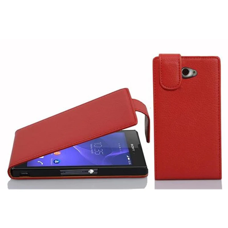 Cadorabo Hülle kompatibel mit Sony Xperia M2 / M2 AQUA Schutzhülle im Flip Design aus strukturiertem Kunstleder