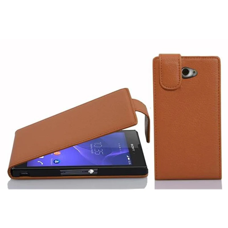 Cadorabo Hülle kompatibel mit Sony Xperia M2 / M2 AQUA Schutzhülle im Flip Design aus strukturiertem Kunstleder