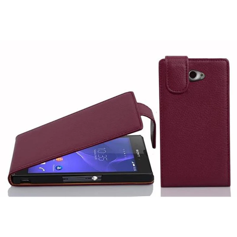 Cadorabo Hülle kompatibel mit Sony Xperia M2 / M2 AQUA Schutzhülle im Flip Design aus strukturiertem Kunstleder
