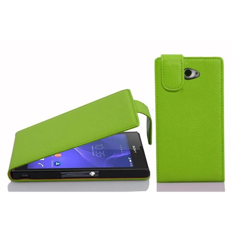 Cadorabo Hülle kompatibel mit Sony Xperia M2 / M2 AQUA Schutzhülle im Flip Design aus strukturiertem Kunstleder
