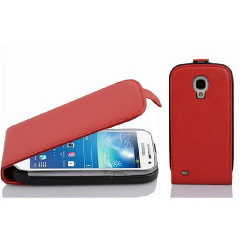 Cadorabo Hülle kompatibel mit Samsung Galaxy S4 MINI Schutzhülle im Flip Design aus strukturiertem Kunstleder
