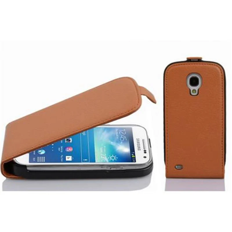 Cadorabo Hülle kompatibel mit Samsung Galaxy S4 MINI Schutzhülle im Flip Design aus strukturiertem Kunstleder