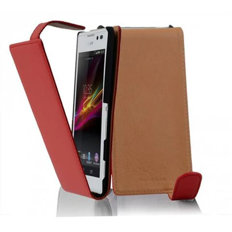 Cadorabo Hülle kompatibel mit Sony Xperia C Schutzhülle im Flip Design aus glattem Kunstleder