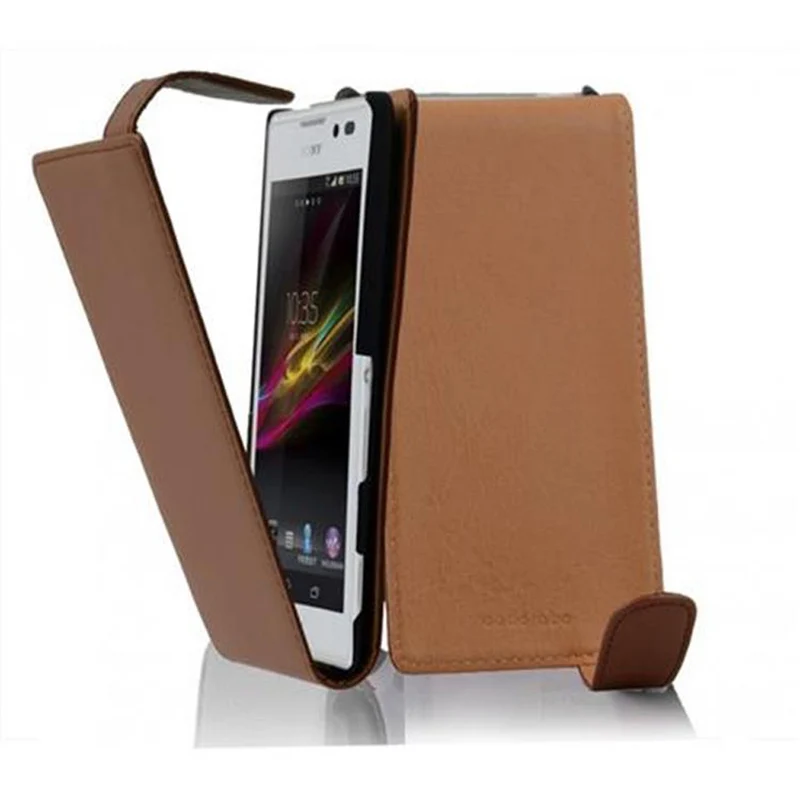 Cadorabo Hülle kompatibel mit Sony Xperia C Schutzhülle im Flip Design aus glattem Kunstleder