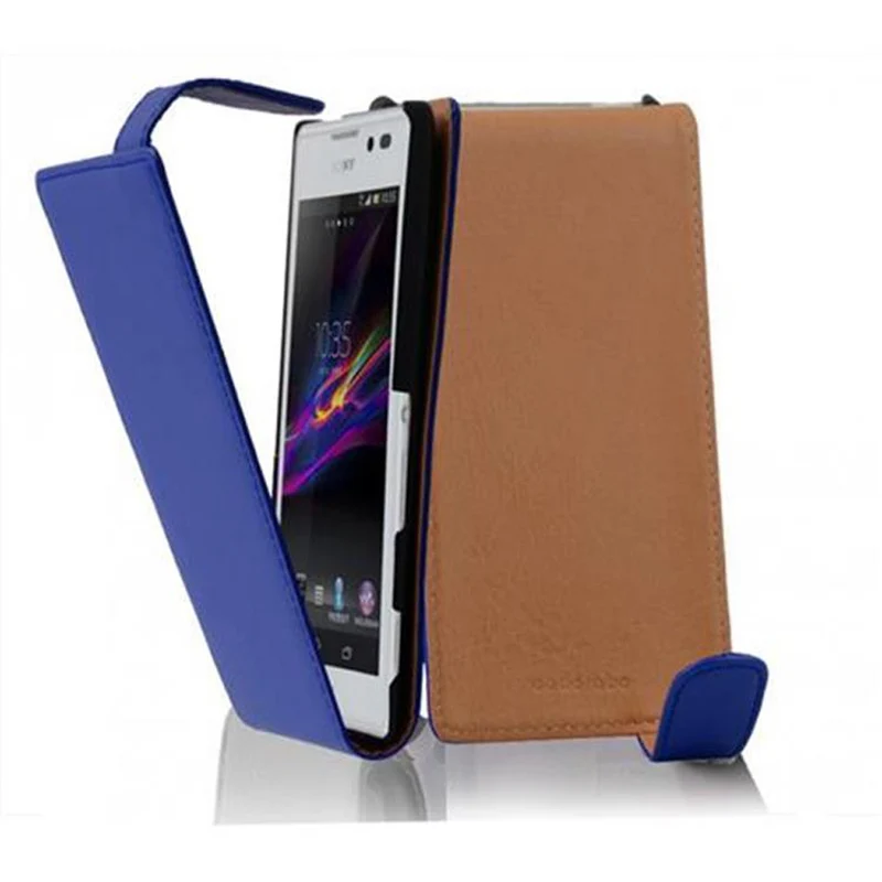 Cadorabo Hülle kompatibel mit Sony Xperia C Schutzhülle im Flip Design aus glattem Kunstleder