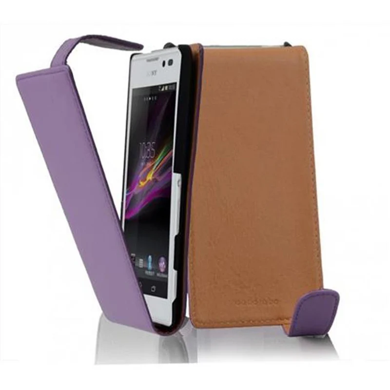 Cadorabo Hülle kompatibel mit Sony Xperia C Schutzhülle im Flip Design aus glattem Kunstleder