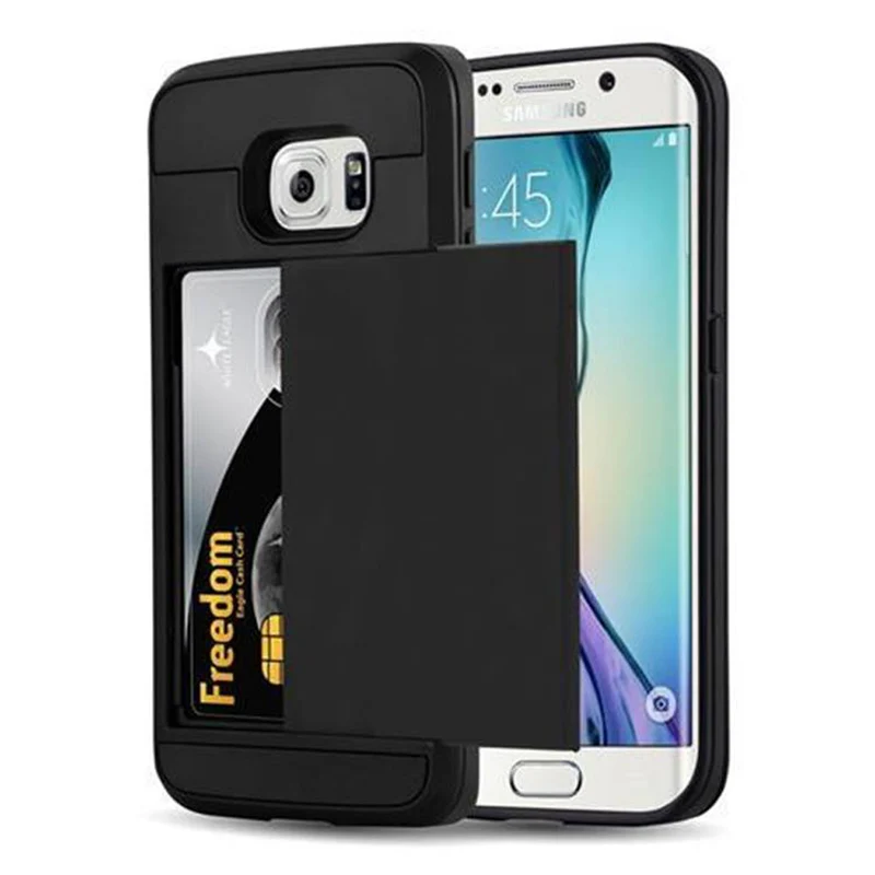 Cadorabo Hülle kompatibel mit Samsung Galaxy S6 EDGE Outdoor Hybrid Hard Case Schutzhülle mit verstecktem Kartenfach