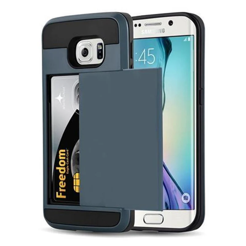 Cadorabo Hülle kompatibel mit Samsung Galaxy S6 EDGE Outdoor Hybrid Hard Case Schutzhülle mit verstecktem Kartenfach