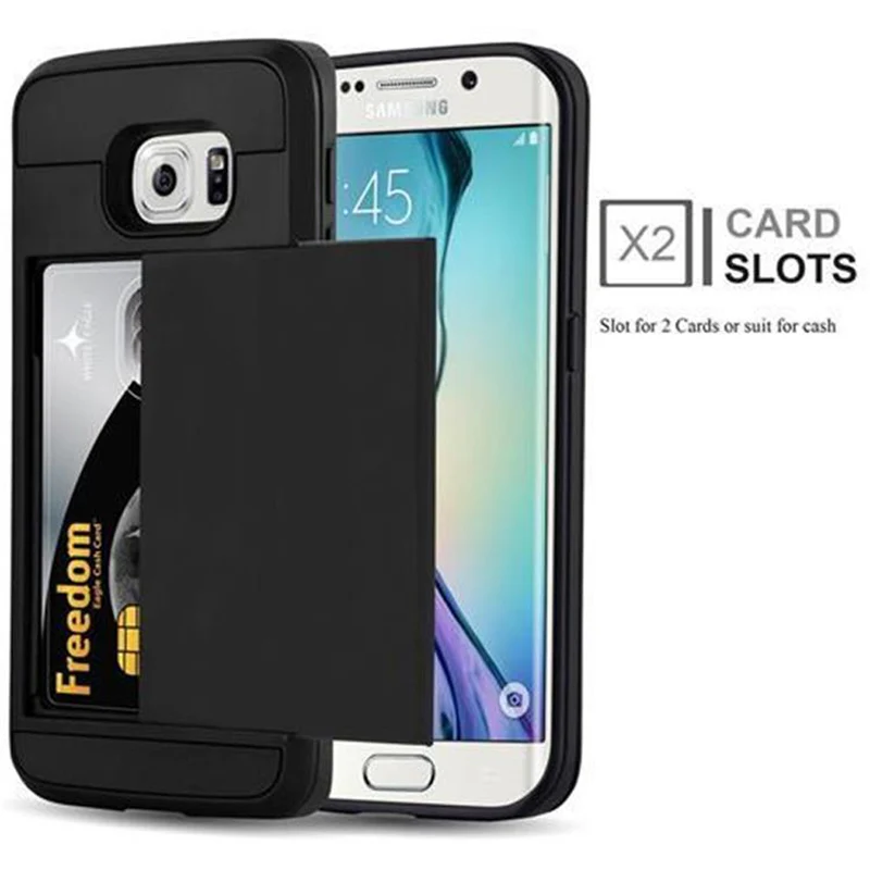 Cadorabo Hülle kompatibel mit Samsung Galaxy S6 EDGE Outdoor Hybrid Hard Case Schutzhülle mit verstecktem Kartenfach