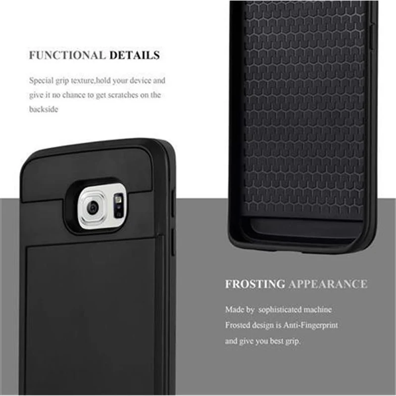 Cadorabo Hülle kompatibel mit Samsung Galaxy S6 EDGE Outdoor Hybrid Hard Case Schutzhülle mit verstecktem Kartenfach