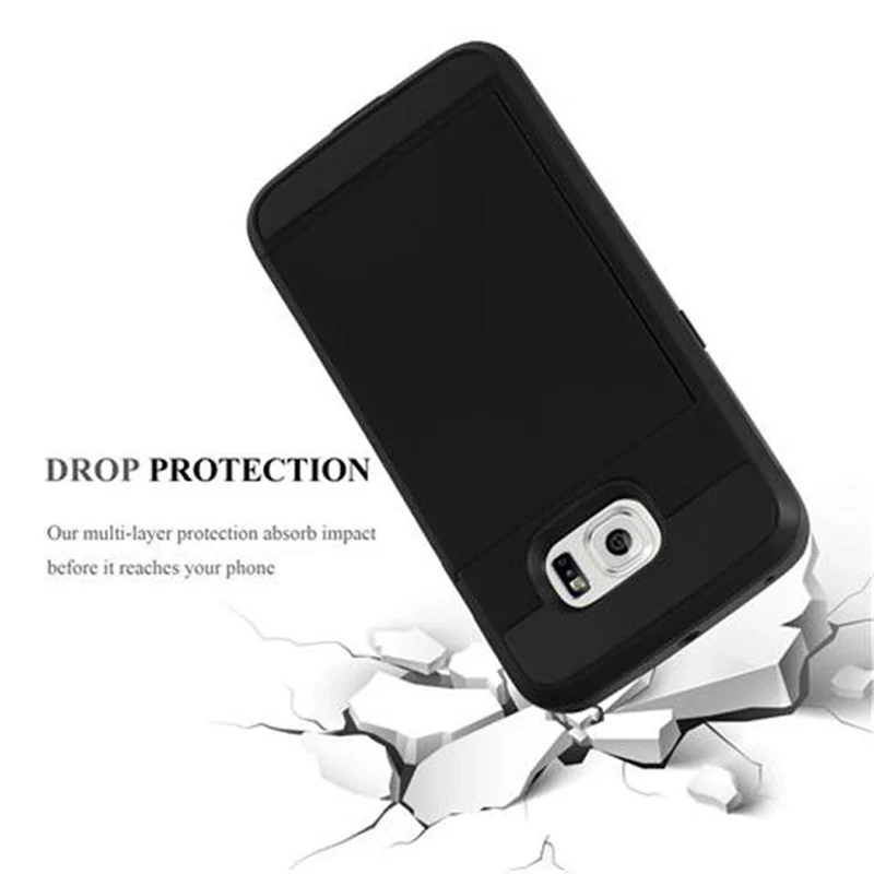 Cadorabo Hülle kompatibel mit Samsung Galaxy S6 EDGE Outdoor Hybrid Hard Case Schutzhülle mit verstecktem Kartenfach