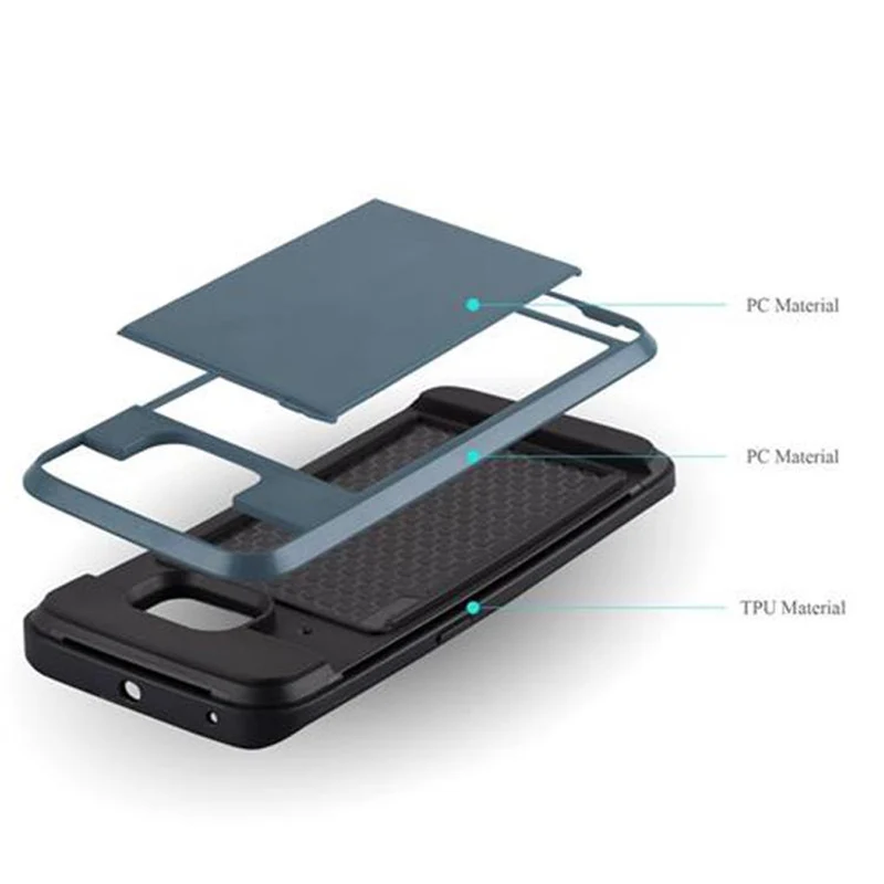 Cadorabo Hülle kompatibel mit Samsung Galaxy S6 EDGE Outdoor Hybrid Hard Case Schutzhülle mit verstecktem Kartenfach