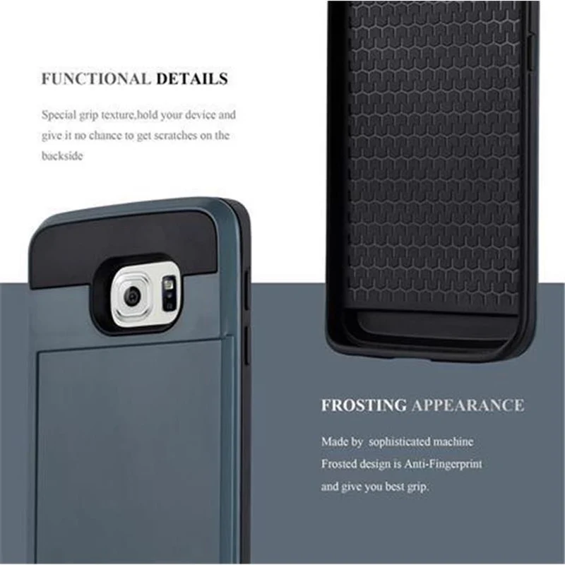 Cadorabo Hülle kompatibel mit Samsung Galaxy S6 EDGE Outdoor Hybrid Hard Case Schutzhülle mit verstecktem Kartenfach