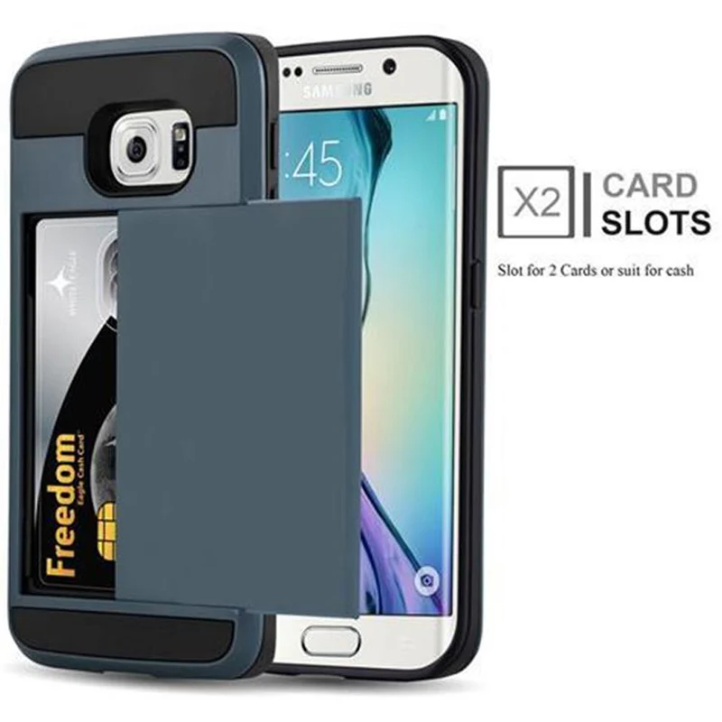 Cadorabo Hülle kompatibel mit Samsung Galaxy S6 EDGE Outdoor Hybrid Hard Case Schutzhülle mit verstecktem Kartenfach