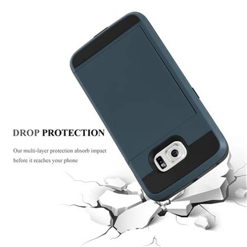 Cadorabo Hülle kompatibel mit Samsung Galaxy S6 EDGE Outdoor Hybrid Hard Case Schutzhülle mit verstecktem Kartenfach