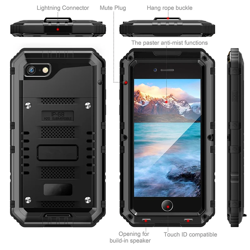 Cadorabo Hülle kompatibel mit Apple iPhone 6 / 6S Robuster 360° Rundumschutz mit Displayschutz - Stoßfeste Outdoor Heavy Duty Schutzhülle