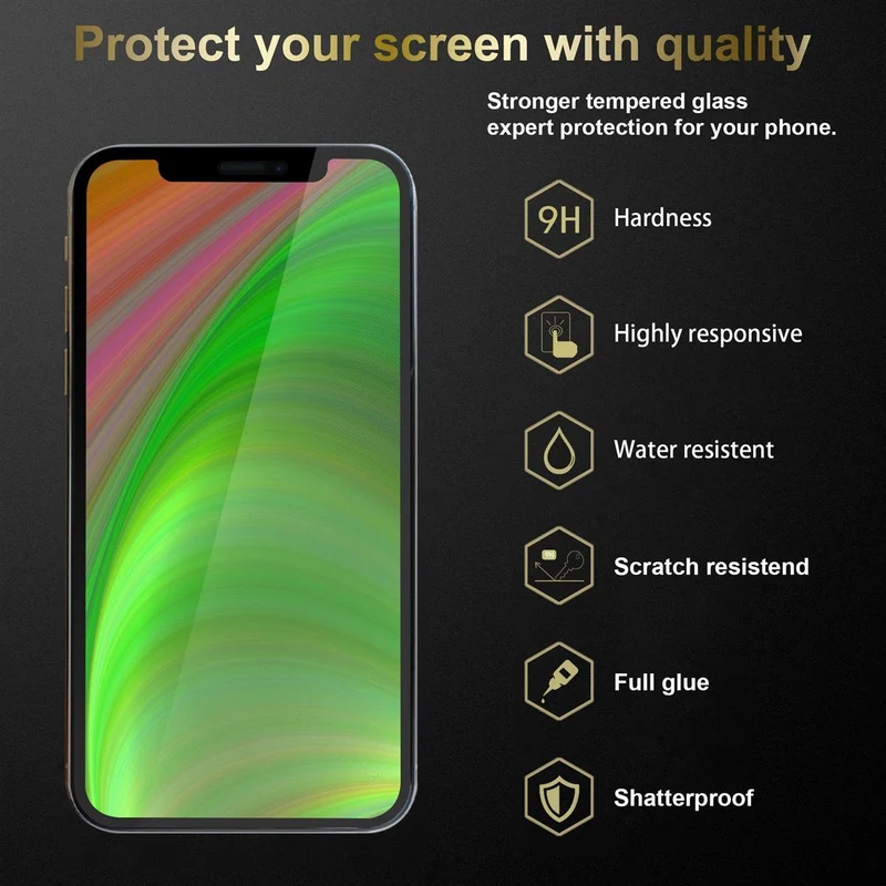 Cadorabo Vollbild Panzer Folie kompatibel mit Apple iPhone 13 PRO MAX - Schutzfolie Gehärtetes (Tempered) Display-Schutzglas in 9H Härte mit 3D Touch