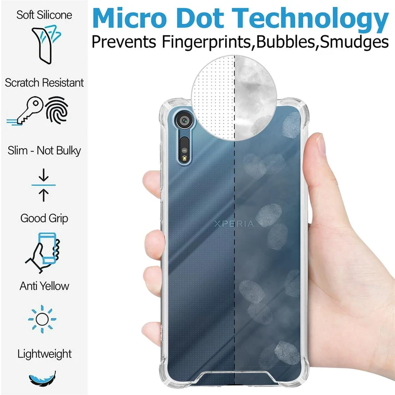 Cadorabo Hülle und 2x Tempered Schutzglas kompatibel mit Sony Xperia XZ / XZs Hybrid Schutzhülle mit TPU Silikon-Rand und Acryl-Glas-Rücken