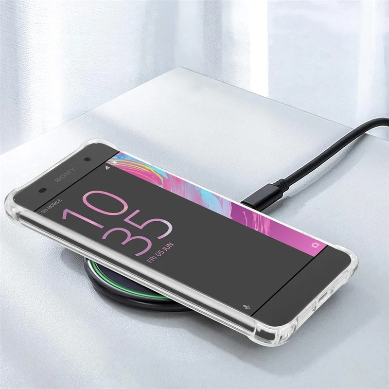 Cadorabo Hülle und 2x Tempered Schutzglas kompatibel mit Sony Xperia XA Hybrid Schutzhülle mit TPU Silikon-Rand und Acryl-Glas-Rücken