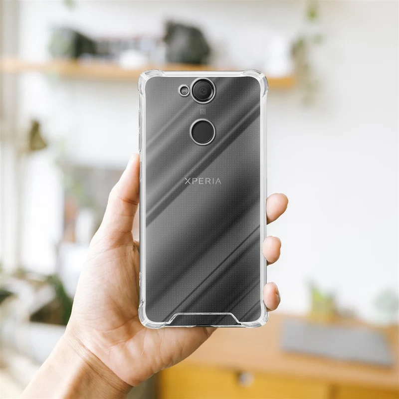 Cadorabo Hülle und 2x Tempered Schutzglas kompatibel mit Sony Xperia XA2 Hybrid Schutzhülle mit TPU Silikon-Rand und Acryl-Glas-Rücken